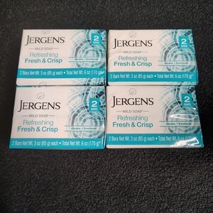 Jergens Mild Soap Fresh & Crisp Bars 3 oz Each 4 Packs of 2  (8 bars total) NEW